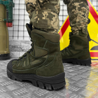Мужские зимние Ботинки на флисе / Утепленные кожаные Берцы на резиновой подошве олива размер 42 - изображение 4