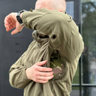 Демисезонная мужская Куртка Softshell на флисе с системой Вентиляции и Липучками под шевроны олива размер S - изображение 5