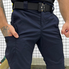 Мужские крепкие Брюки ГСЧС с Накладными карманами на липучках / Плотные Брюки рип-стоп синие размер 2XL - изображение 3
