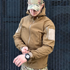 Демисезонная мужская Куртка Softshell на флисе с Капюшоном и Липучками под шевроны койот размер 3XL - изображение 5