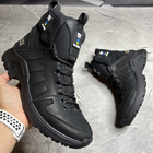 Мужские кожаные Ботинки на меху черные / Зимняя обувь на резиновой подошве размер 45 - изображение 3