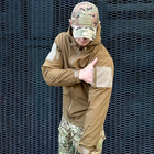 Демісезонна чоловіча Куртка Softshell на флісі з Капюшоном та Липучками під шеврони койот розмір L - зображення 6
