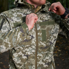 Зимова чоловіча Куртка Combat Softshell на флісі з Капюшоном та Липучками під шеврони піксель розмір M - зображення 4
