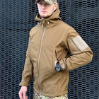 Демисезонная мужская Куртка Softshell на флисе с Капюшоном и Липучками под шевроны койот размер XXL - изображение 4