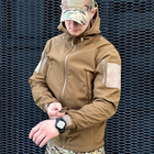 Демисезонная мужская Куртка Softshell на флисе с Капюшоном и Липучками под шевроны койот размер XXL - изображение 5