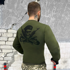 Стильный мужской Свитшот Frion на флисе с патриотической Вышивкой / Свитер свободного кроя олива размер XL - изображение 3