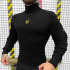Вязаный мужской Гольф с Патриотической вышивкой / Утепленная Водолазка черная размер M - изображение 2