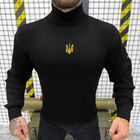 Вязаный мужской Гольф с Патриотической вышивкой / Утепленная Водолазка черная размер M - изображение 3