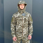 Демисезонная мужская Куртка Softshell на флисе с Капюшоном и Липучками под шевроны пиксель размер XXL - изображение 5