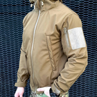 Демісезонна чоловіча Куртка Softshell на флісі з Капюшоном та Липучками під шеврони койот розмір XL - зображення 3