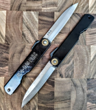 Нож складной Higonokami 100 mm, Shirogami сталь, рукоятка - латунь (черная), HONMAMON (1115380) - изображение 1