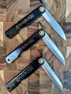 Нож складной Higonokami 100 mm, Shirogami сталь, рукоятка - латунь (черная), HONMAMON (1115380) - изображение 3