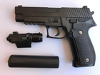 Страйкбольний пістолет Sig Sauer 226 Galaxy G26A з глушником і лазерним прицілом - зображення 2