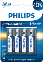 Батарейки Philips Ultra Alkaline LR6 AA 1.5 В 4 шт. (LR6E4B/10) - зображення 1