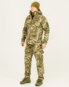 Костюм камуфляжный утепленный на флисе, куртка с капюшоном, ткань софтшелл пиксель, 56 - изображение 3