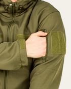 Костюм камуфляжный утепленный на флисе, куртка с капюшоном, ткань софтшелл, цвет олива, 56 - изображение 6