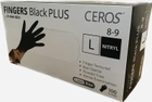 Нітрилові рукавички CEROS Fingers BLACK PLUS 5.5 грам 100 штук розмір L - изображение 1