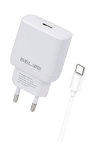 Мережевий зарядний пристрій Beline 25 W 1 x USB Type-C + кабель USB Type-C PD 3.0 GaN White (5905359813392) - зображення 1