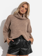 Sweter z golfem damski ciepły Fobya Sweater F1270 38/40 Latte (5903707128075)