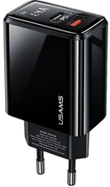 Ładowarka sieciowa Usams US-CC133 T40 USB-C+USB 20W LED PD3.0 +QC3.0 Fast Charging czarna (6958444971124) - obraz 1