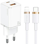Ładowarka sieciowa Usams US-CC144 T43 USB-C+USB 33W PD3.0 QC3.0 Fast Charging biała + kabel U63 USB-C - Lightning 1.2 m biały (6958444977362) - obraz 1