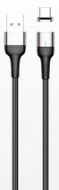 Кабель магнітний Usams U28 Fast Charge USB - micro-USB 3 A 1 м плетений Gray (6958444966021) - зображення 1