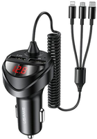 Автомобільний зарядний пристрій Usams C22 + кабели 3 в 1 lightning/microUSB/USB-C Black (6958444927343) - зображення 1