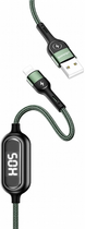Kabel Usams U48 USB Type-A na Lightning 2 A Fast Charging LED 1.2 m Zielony (SJ423USB02) (6958444985688) - obraz 1