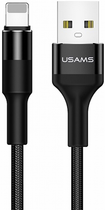 Kabel Usams U5 2 A USB Type-A na Lightning 1.2 m Czarny (SJ220IP01) (6958444956619) - obraz 1