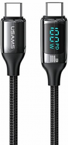 Кабель Usams U78 USB Type-C на USB Type-C LED 100 W Fast Charging 1.2 м Black (SJ546USB01) (6958444975450) - зображення 1
