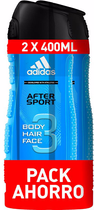 Żel pod prysznic Adidas After Sport Shower Gel Lote 2 x 400 ml (3616303426521) - obraz 1