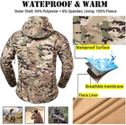 Тактическая куртка Soft Shell Multicam софтшел, армейская, мембранная, флисовая, демисезонная, военная, ветронепроницаемая куртка с капюшоном р.M - изображение 2