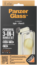 Комплект панель + скло Panzer Glass 3-in-1 Ultra-Wide Fit Protection для Apple iPhone 15 прозорий (B1172+2809) - зображення 4