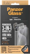 Комплект панель + скло Panzer Glass 3-in-1 Ultra-Wide Fit Protection для Apple iPhone 15 Pro прозорий (B1173+2810) - зображення 4
