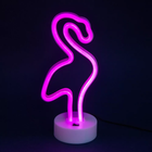 Неоновый светильник Neon Lights "Фламинго" Ночник декоративный настольный LED лампа (USB, 3хАА) Розовый