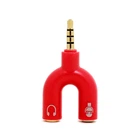Переходник сплиттер Y-типа для телефона, ноутбука Alitek 4 pin 3.5мм (M) - 2x3.5мм 3 pin (M-F) Red (48273)