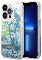 Панель Guess Flower Liquid Glitter для Apple iPhone 14 Pro Max Зелений (3666339088453) - зображення 1