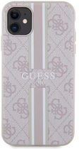 Панель Guess 4G Printed Stripes MagSafe для Apple iPhone 11 Рожевий (3666339119812) - зображення 1