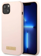 Etui plecki Guess Silicone Logo Plate MagSafe do Apple iPhone 13 mini Pink (3666339056858) - obraz 1