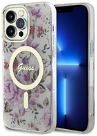 Etui plecki Guess Flower MagSafe do Apple iPhone 14 Pro Transparent (3666339115654) - obraz 1