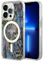 Etui plecki Guess Leopard MagSafe do Apple iPhone 14 Pro Blue (3666339115739) - obraz 1