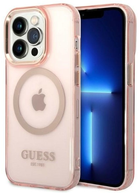 Etui plecki Guess Gold Outline Translucent MagSafe do Apple iPhone 14 Pro Pink (3666339069681) - obraz 1