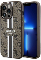 Панель Guess 4G Printed Stripes MagSafe для Apple iPhone 14 Pro Коричневий (3666339119799)