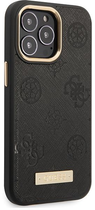 Etui plecki Guess Peony Logo Plate MagSafe do Apple iPhone 14 Pro Black (3666339070045) - obraz 3