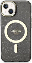 Etui plecki Guess Glitter Gold MagSafe do Apple iPhone 14 Plus Black (3666339125578) - obraz 1