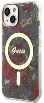 Etui plecki Guess Flower MagSafe do Apple iPhone 14 Khaki (3666339115593) - obraz 1