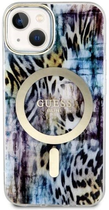 Etui plecki Guess Leopard MagSafe do Apple iPhone 14 Blue (3666339115715)