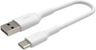 Кабель Belkin Boost Charge USB-C to USB-A Cable, 15 cm, White (CAB001bt0MWH) - зображення 3