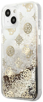 Etui plecki Guess Peony Liquid Glitter do Apple iPhone 13 mini Gold (3666339025038)