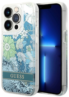 Панель Guess Flower Liquid Glitter для Apple iPhone 14 Pro Green (3666339088446)